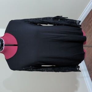 Vince Camuto| NWT Black Long Sleeved Blouse with Lace Sleeves